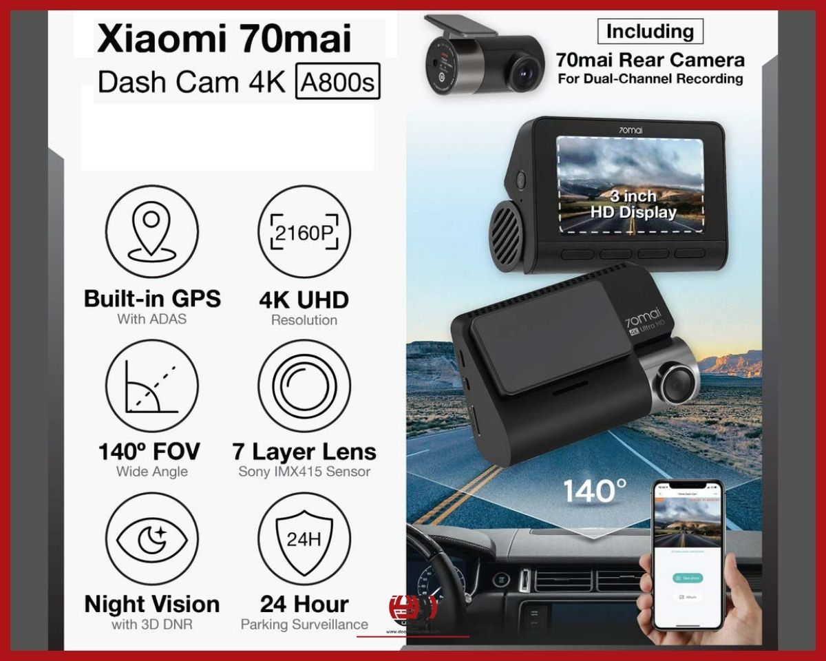 دوربین خودرو مدل 70mai Dash Cam 4K A800s 4 مزایای دوربین ماشین A800S 70mai شیائومی